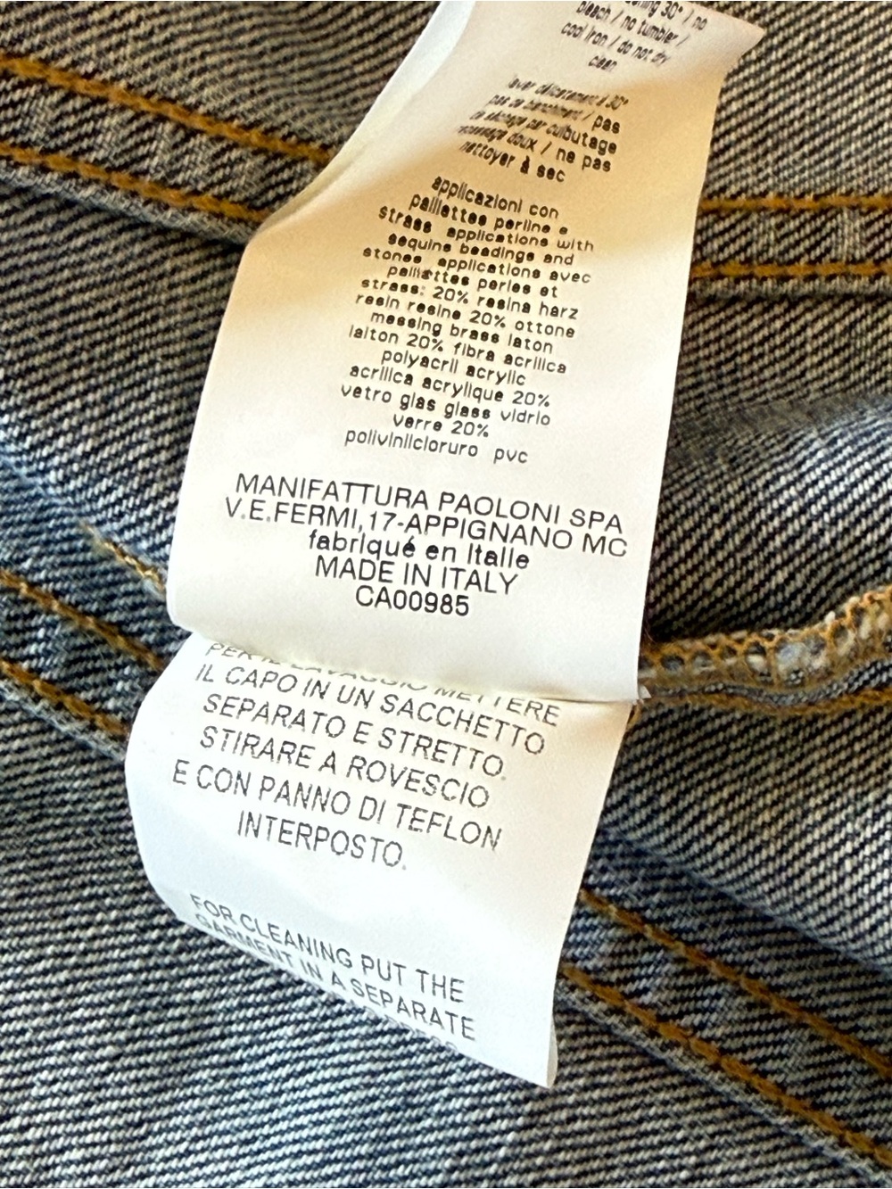 MSGM Beaded Embellished Designer Denim Jacket Size 38 XS Made in Italy - Picture 3 of 10